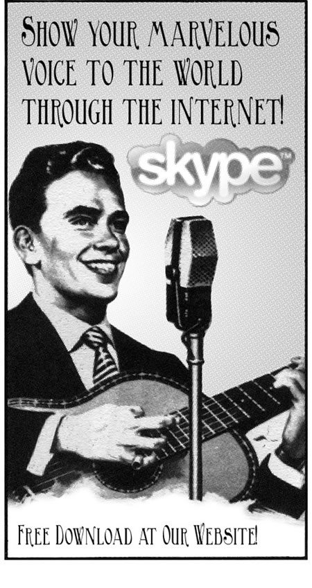 Top 10 Tech product ads in a vintage style skype ad
