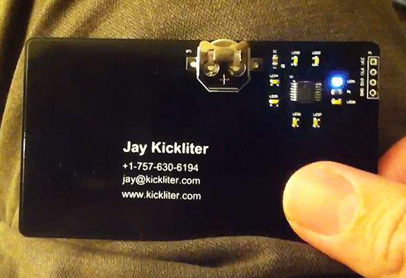 touch enabled business card glows when exchanged light business cards